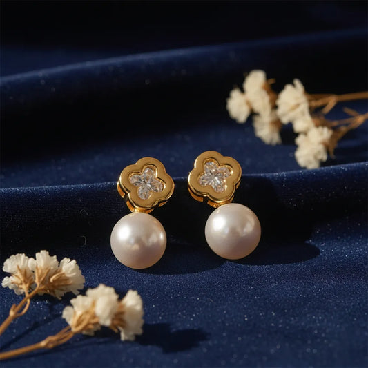 Clover Pearl Drops - Anti-Tarnish- Lightweight and comfotable