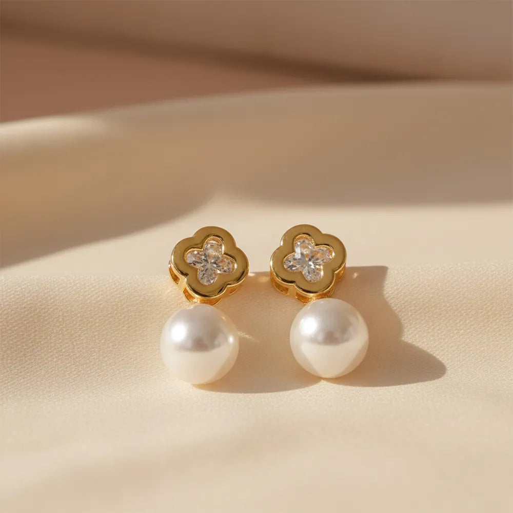 Clover Pearl Drops - Anti-Tarnish- Lightweight and comfotable