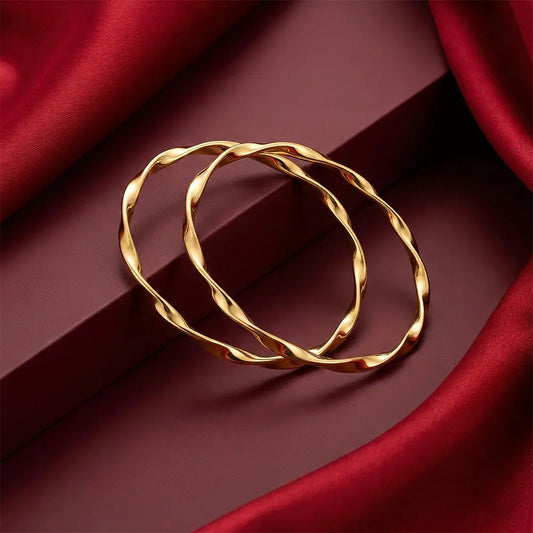 K-A Trends Swirl Gold Bangles Pair – Anti Tarnish Twisted Designer Bracelet Set