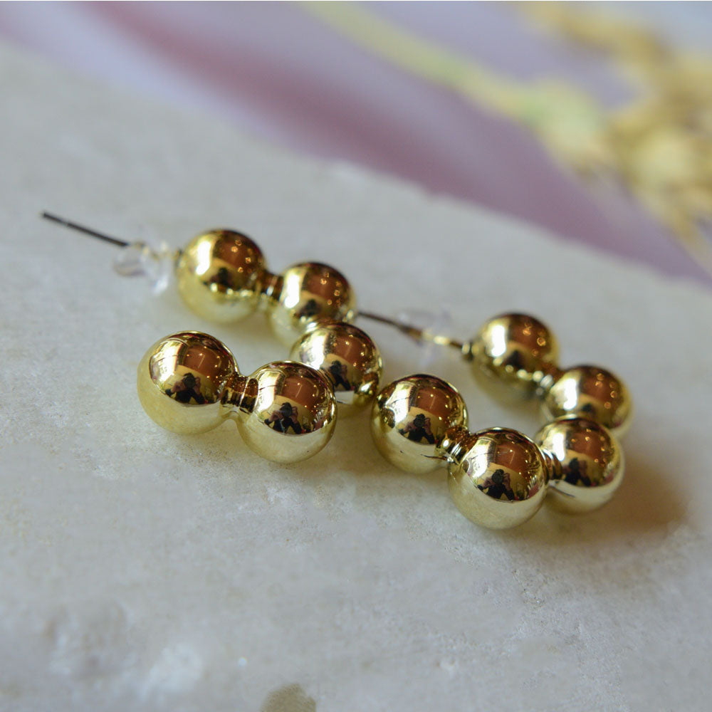 Golden Beads Hoops Image 4
