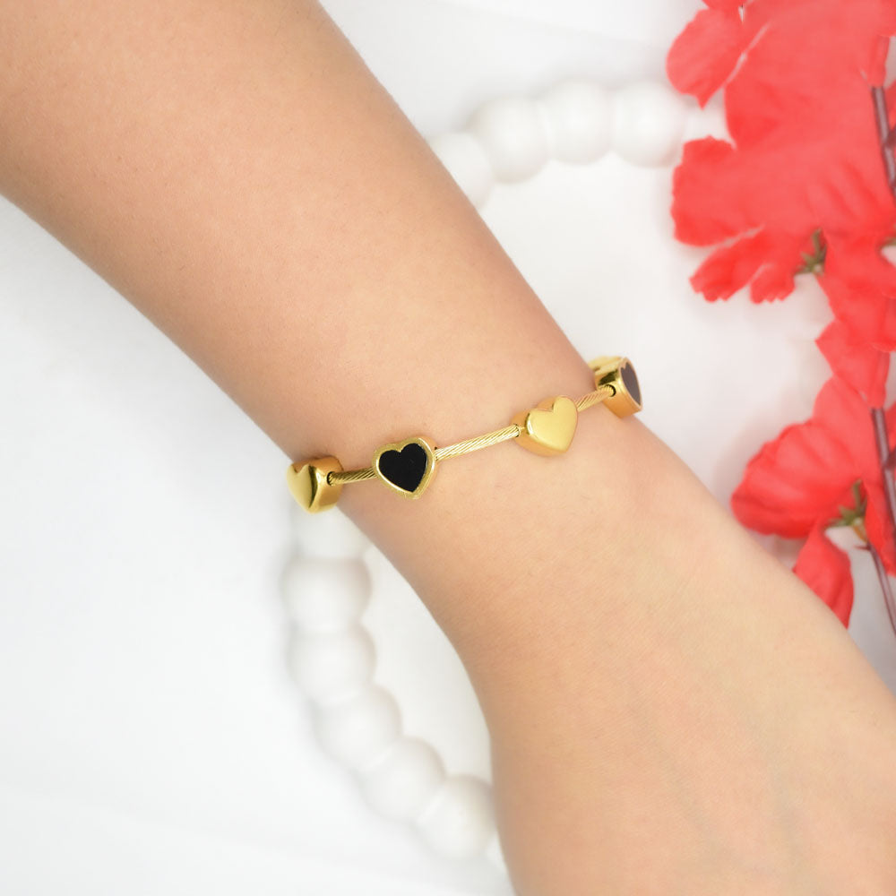 Black & Gold Hearts Bracelet image 2