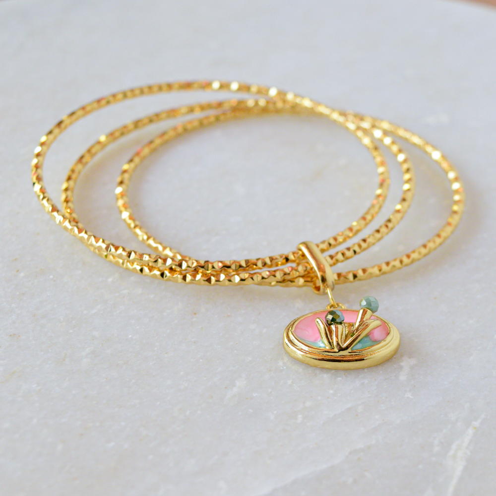 Pink Charm Bangle Bracelet Image 1
