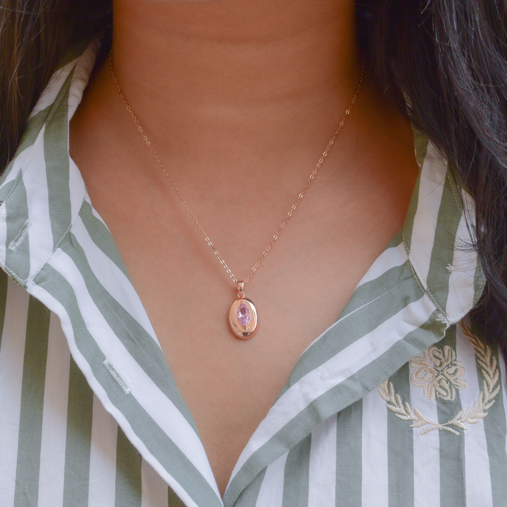 Blush Stone Pendant - Anti-Tarnish