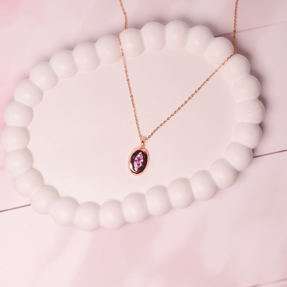 Blush Stone Pendant - Anti-Tarnish