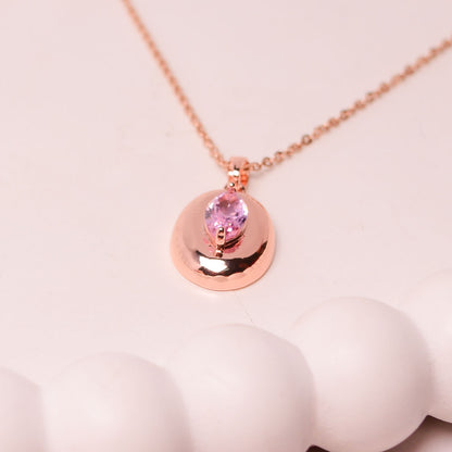 Blush Stone Pendant - Anti-Tarnish