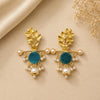 Aqua Blossom Brass Earrings