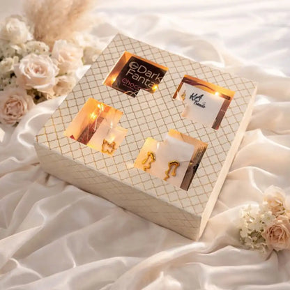 Closed Butterfly Love Valentine hamper with butterfly-inspired anti-tarnish jewellery and chocolates, styled in a patterned premium gift box with soft florals and satin fabric.