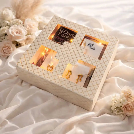 Closed Butterfly Love Valentine hamper with butterfly-inspired anti-tarnish jewellery and chocolates, styled in a patterned premium gift box with soft florals and satin fabric.