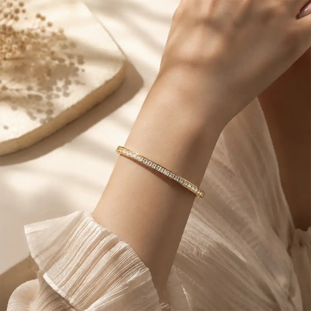 Anti tarnish gold crystal bangle for women daily wear jewellery