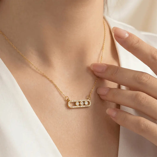 Minimalist women’s gold pendant necklace with crystal accents and delicate anti-tarnish chain by K-A Trends