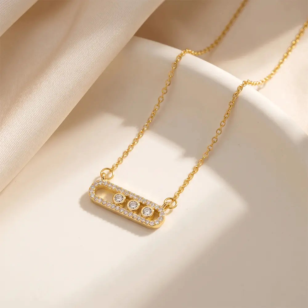 anti-tarnish gold pendant necklace featuring sparkling crystal stones and fine chain by K-A Trends