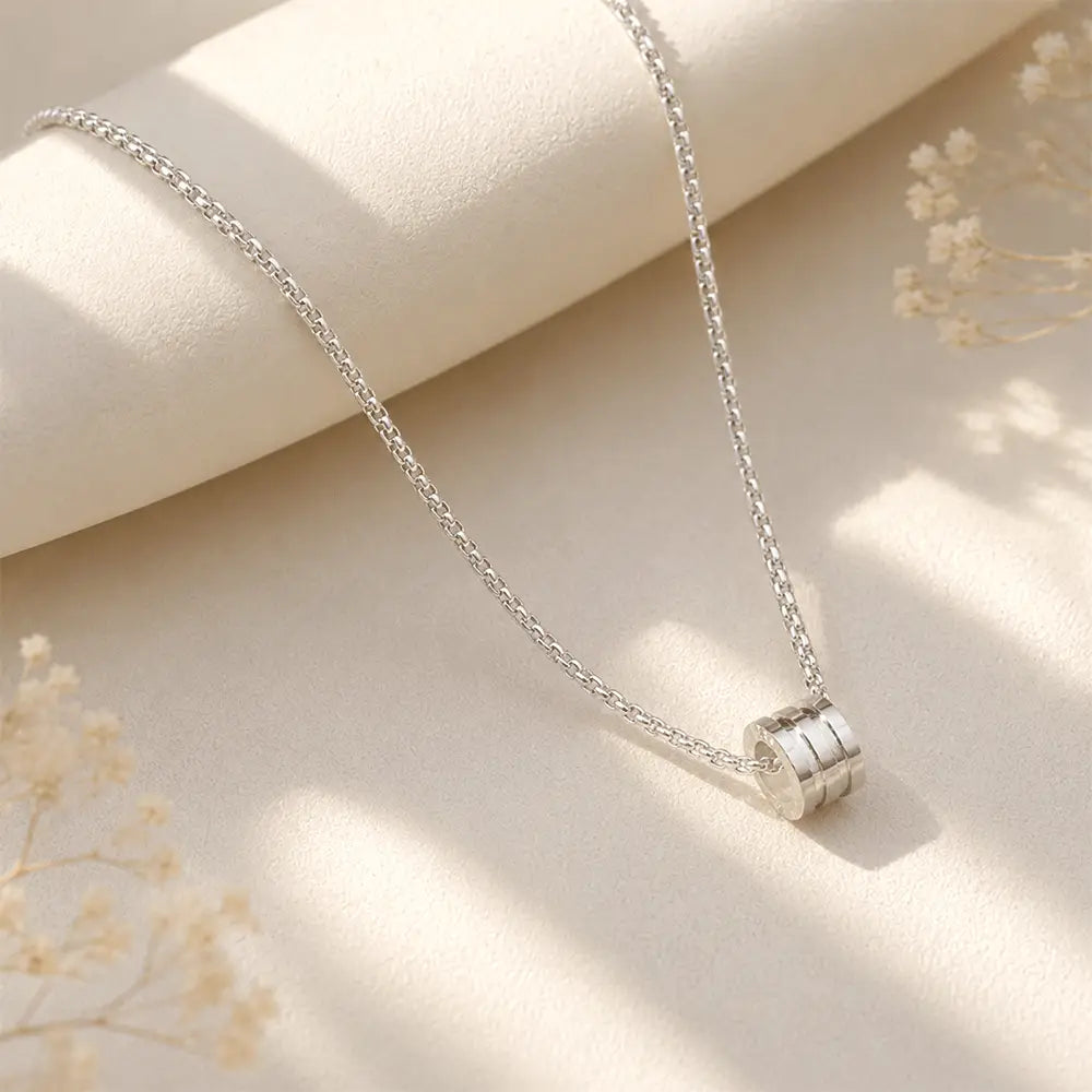 Premium silver anti-tarnish pendant necklace with cylindrical charm and minimalist chain design from K-A Trends