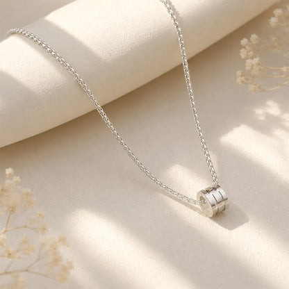 Premium silver anti-tarnish pendant necklace with cylindrical charm and minimalist chain design from K-A Trends