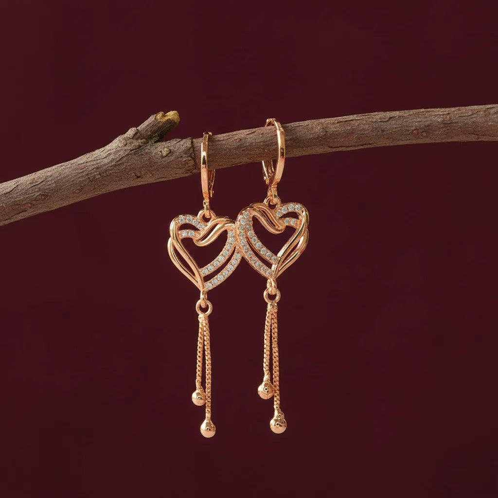 Eternal Heart Drops are stunning AD earrings. Made with high-quality American Diamonds.