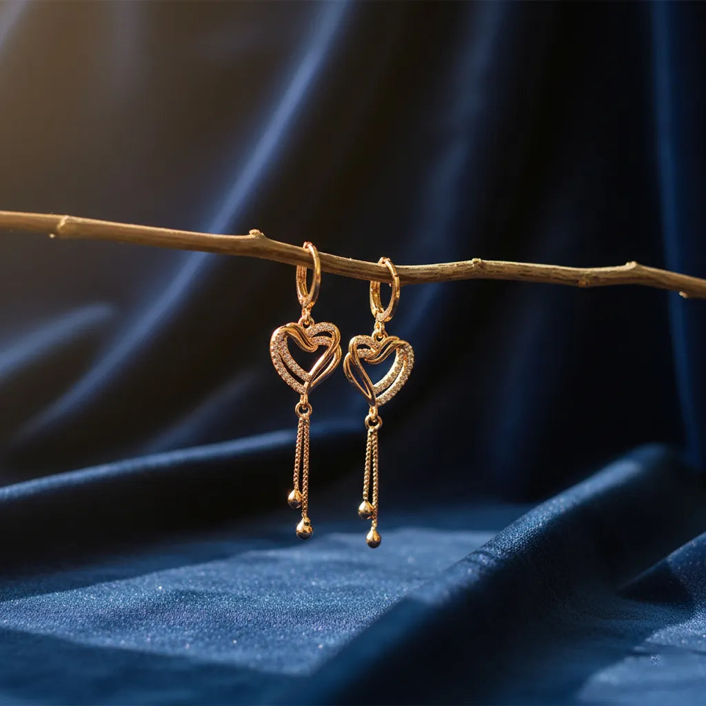 Eternal Heart Drops are stunning AD earrings. Made with high-quality American Diamonds.