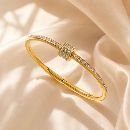 K-A Trends Anti-Tarnish Gold Lock Bangle