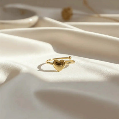 Heart Pop Ring anti-tarnish gold heart ring worn on finger for everyday wear