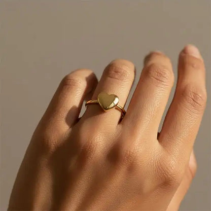 Heart Pop Ring anti-tarnish gold heart ring worn on finger for everyday wear