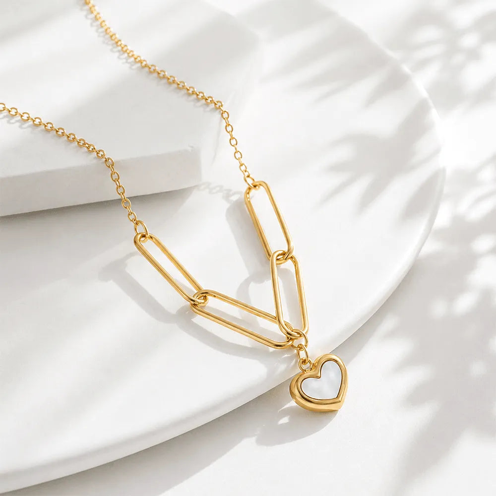 K-A Trends Anti-Tarnish Love Link Heart Pendant Necklace