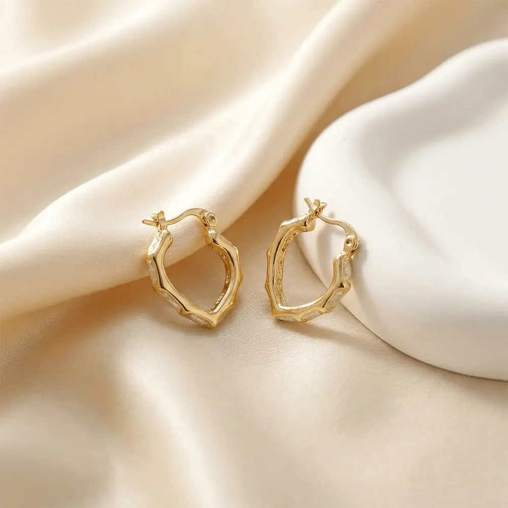 Melted gold hoop earrings with organic texture design, anti tarnish gold hoops by K-A Trends
