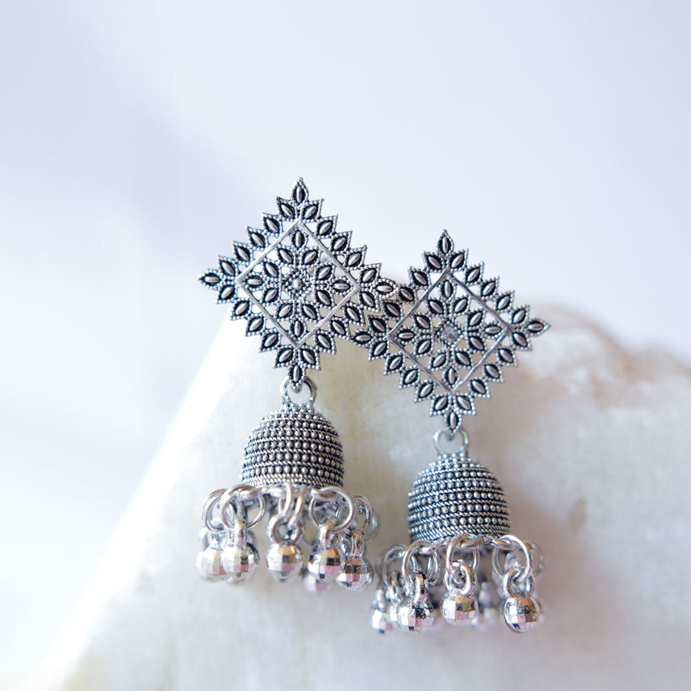 Ornate Square Jhumkas Image 1