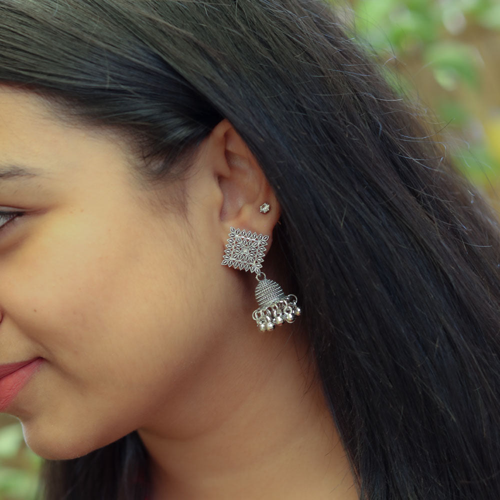 Ornate Square Jhumkas Image 2