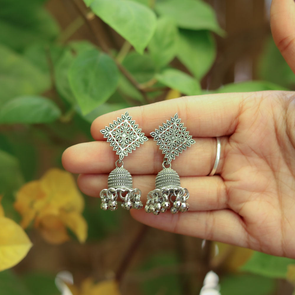 Ornate Square Jhumkas Image 3