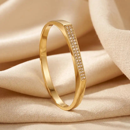 Shimmer Bar Bracelet in Gold Finish with Crystal Studded Design – Anti Tarnish Elegant Minimal Bracelet for Women