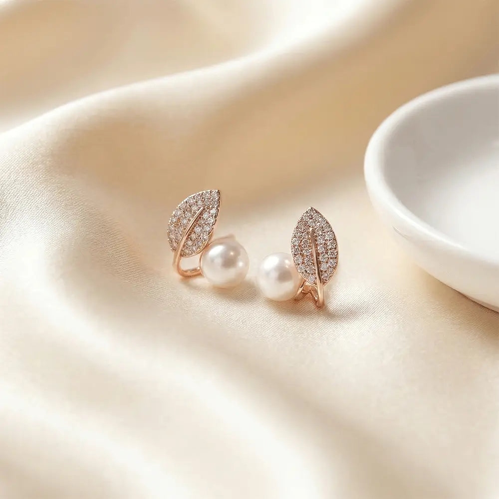 Sparkle Leaf Studs - Anti-Tarnish