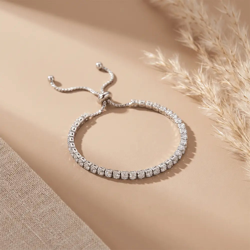 Adjustable Crystal Tennis Bracelet in Silver Finish – K-A Trends Anti Tarnish Jewellery