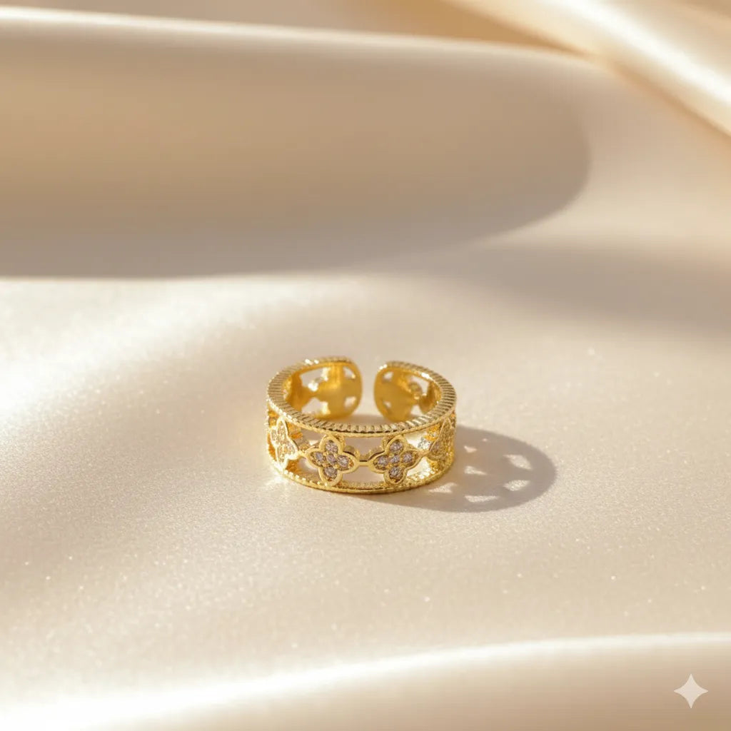 Gold Clover Band Ring - K-A Trends