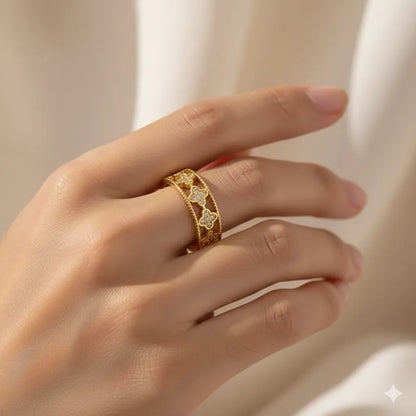 Gold Clover Band Ring - K-A Trends