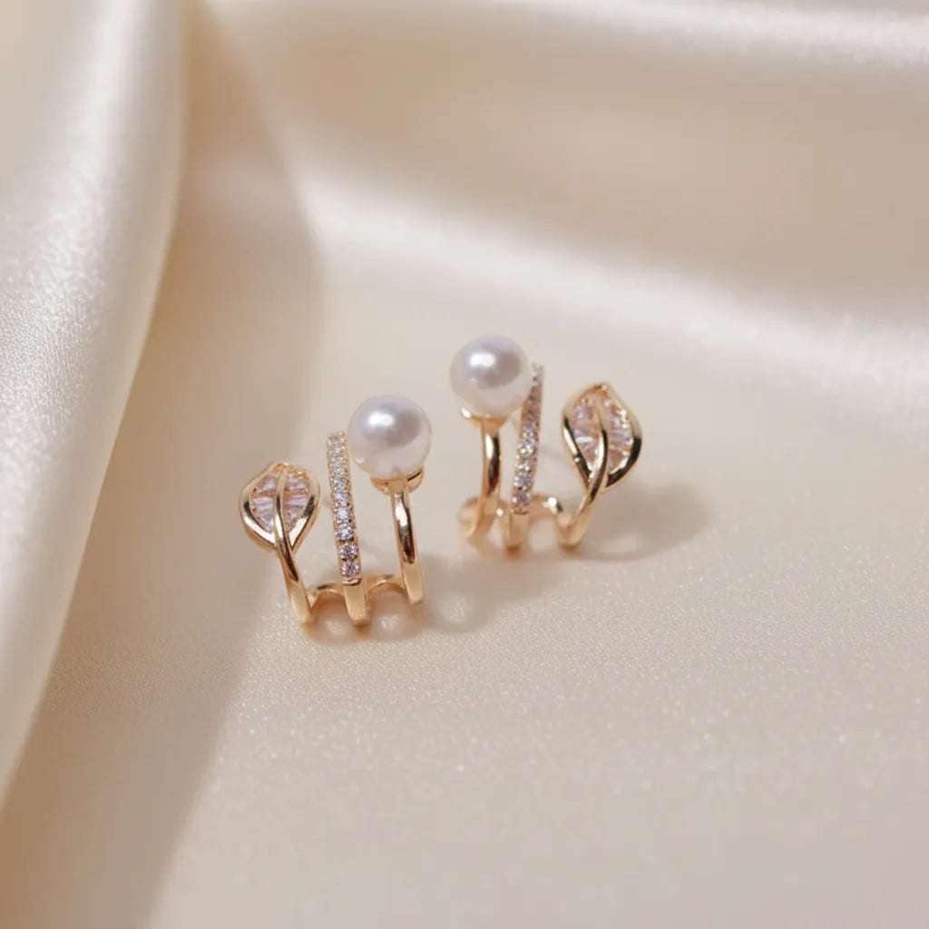 Gold Pearl Studs image 3