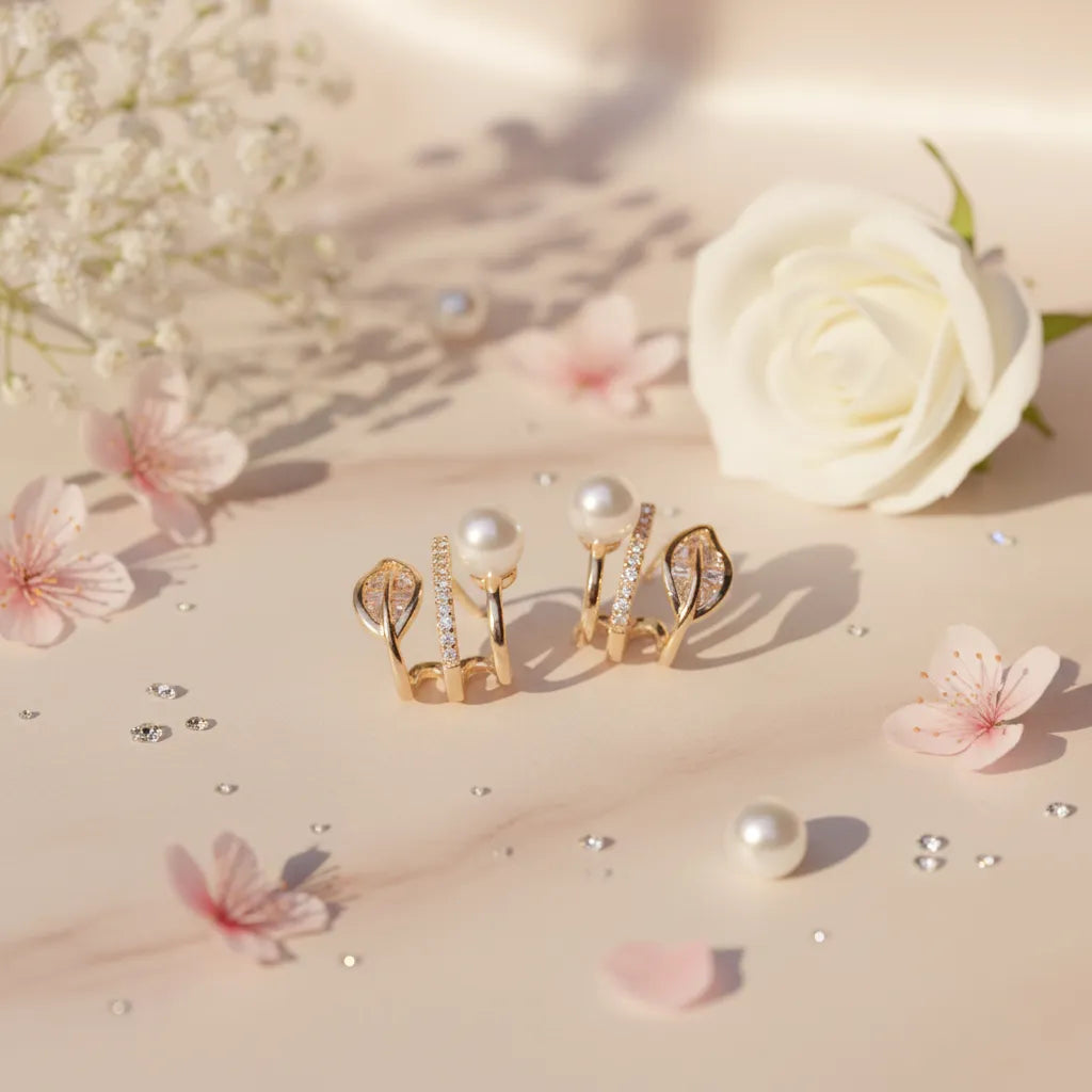 Gold Pearl Studs image 4