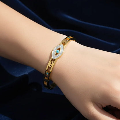 Gold evil eye anti-tarnish bracelet- A symbol of strength and protection.