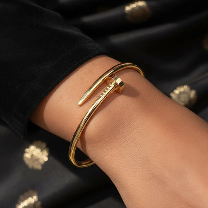 Explore our stylish anti-tarnish Golden Nail Bracelet